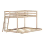 Textured Natural / Pecan / White Twin over Full Low Bunk Bed, Engineered Wood, Sleeps 2
