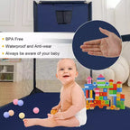 Blue/Gray 6-Panel Baby Playpen with Basketball Hoop, 1-Child