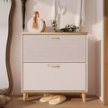 GDFStudio Dick Freestanding 2 Flip Drawers Wood Shoe Cabinet with Adjustable Shelf
