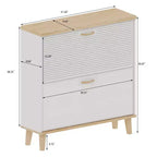 White Freestanding Shoe Cabinet with 2 Flip Drawers & Adjustable Shelf, 1-Person