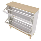 White Freestanding Shoe Cabinet with 2 Flip Drawers & Adjustable Shelf, 1-Person