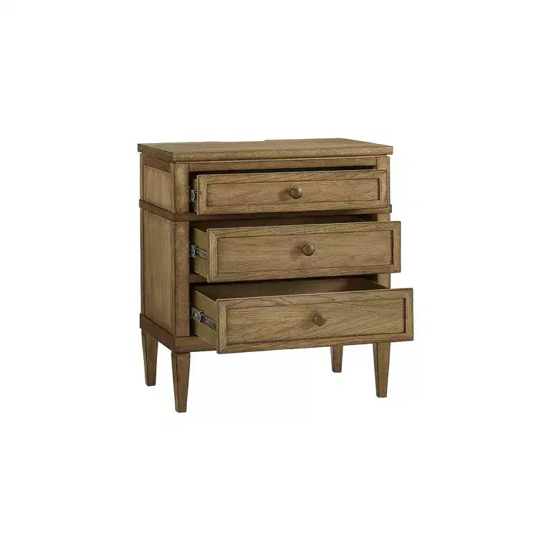 Brown 3-Drawer Nightstand with USB Ports, Single