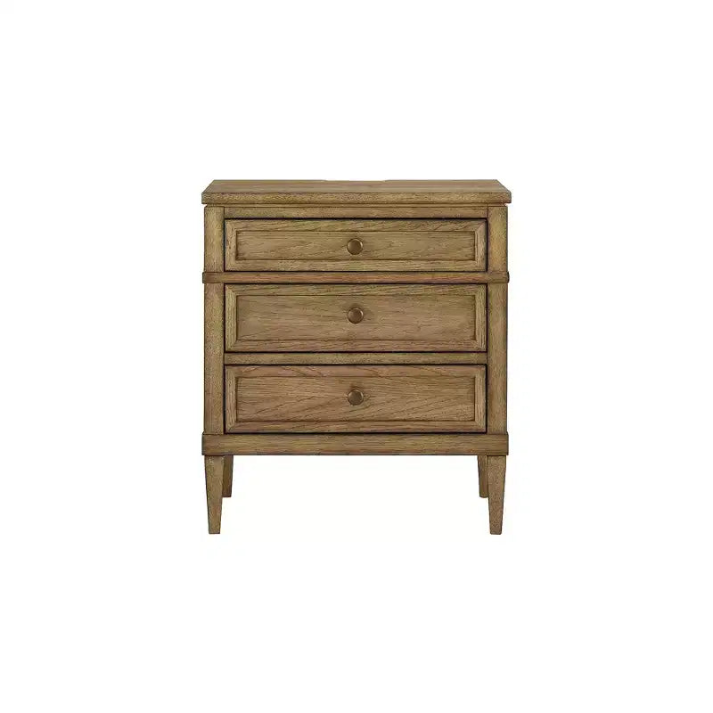 Brown 3-Drawer Nightstand with USB Ports, Single