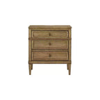 Brown 3-Drawer Nightstand with USB Ports, Single