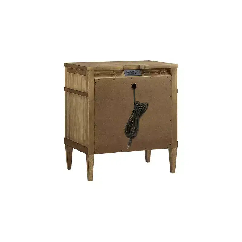Brown 3-Drawer Nightstand with USB Ports, Single