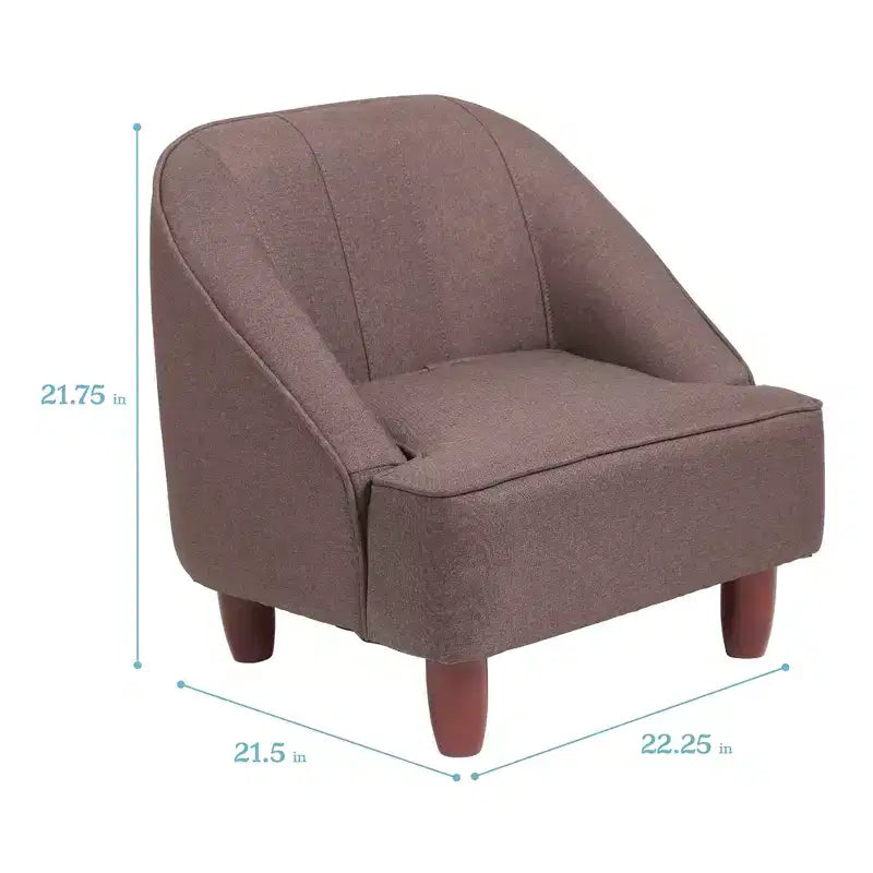 Natural Linen Barrel Accent Chair, Armless, Seats 1, Kids