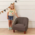 Natural Linen Barrel Accent Chair, Armless, Seats 1, Kids
