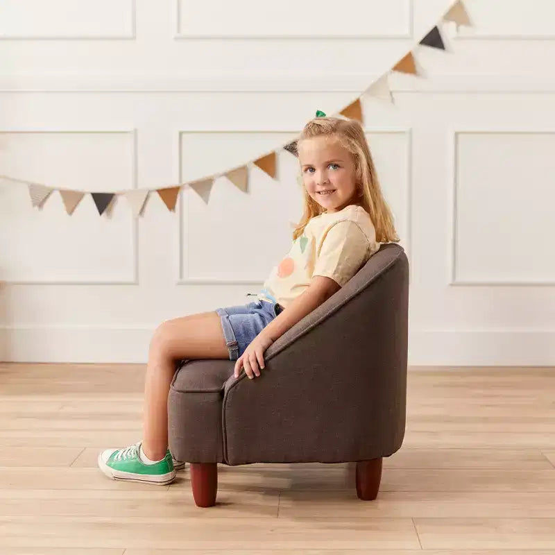 Natural Linen Barrel Accent Chair, Armless, Seats 1, Kids