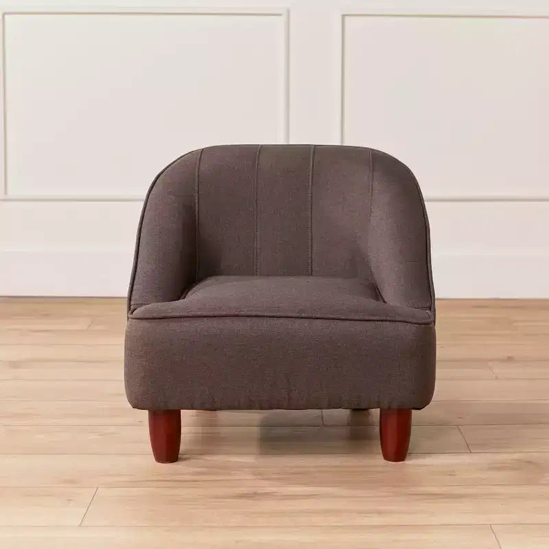 Natural Linen Barrel Accent Chair, Armless, Seats 1, Kids