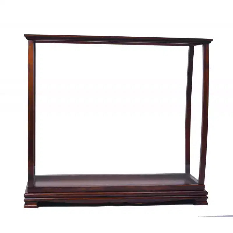 Dark Brown & Clear Glass Display Cabinet, 1-Door 1-Drawer