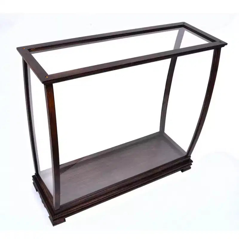 Dark Brown & Clear Glass Display Cabinet, 1-Door 1-Drawer