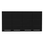 HomeRoots 47 Black Wood Wall Mounted Accent Cabinet With Four Doors