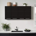 Black Wood 4-Door Wall-Mounted Accent Cabinet, 1-Person Assembly