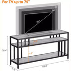 65" Brown/Grey TV Stand with Open Shelves, 4-Tube Frame, Fits up to 75" TVs
