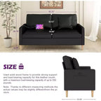 Black Faux Leather Tufted Loveseat, Mid-Century Modern 2-Seater Sofa