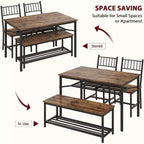 Grey / Retro Color Rectangular Dining Table Set for 4 – 2 Chairs & 1 Bench