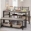 Dining Table Set for 4, 47.2 Rectangular Kitchen Table Set with 2 Backrest Chairs, 1 Bench