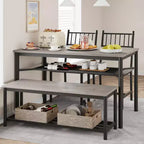 Dining Table Set for 4, 47.2 Rectangular Kitchen Table Set with 2 Backrest Chairs, 1 Bench