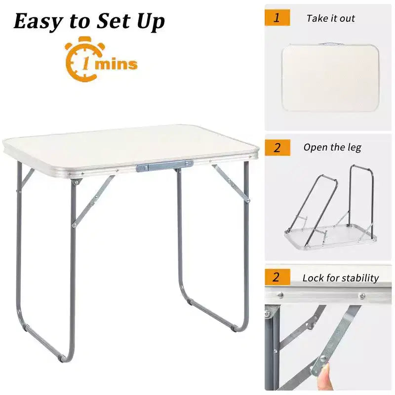 White Aluminum Folding Table, Seats 2