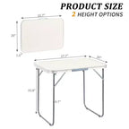 White Aluminum Folding Table, Seats 2