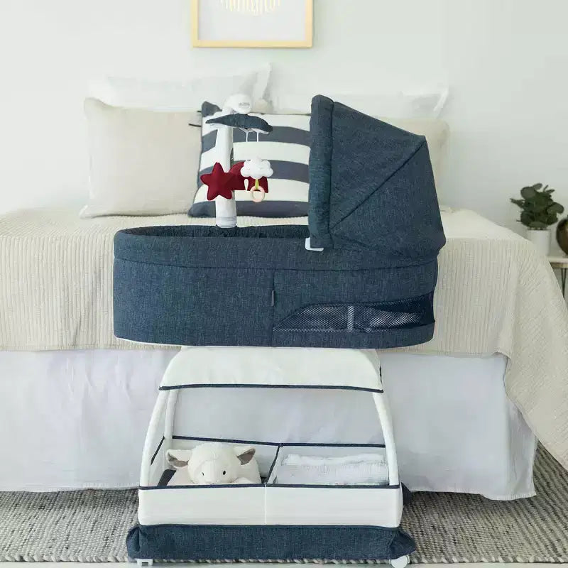 Denim Melange / Grey Melange Bassinet Bedside Sleeper, 1 Infant