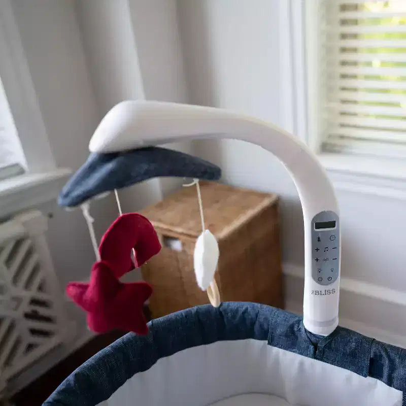 Denim Melange / Grey Melange Bassinet Bedside Sleeper, 1 Infant