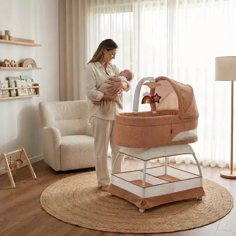 Denim Melange / Grey Melange Bassinet Bedside Sleeper, 1 Infant