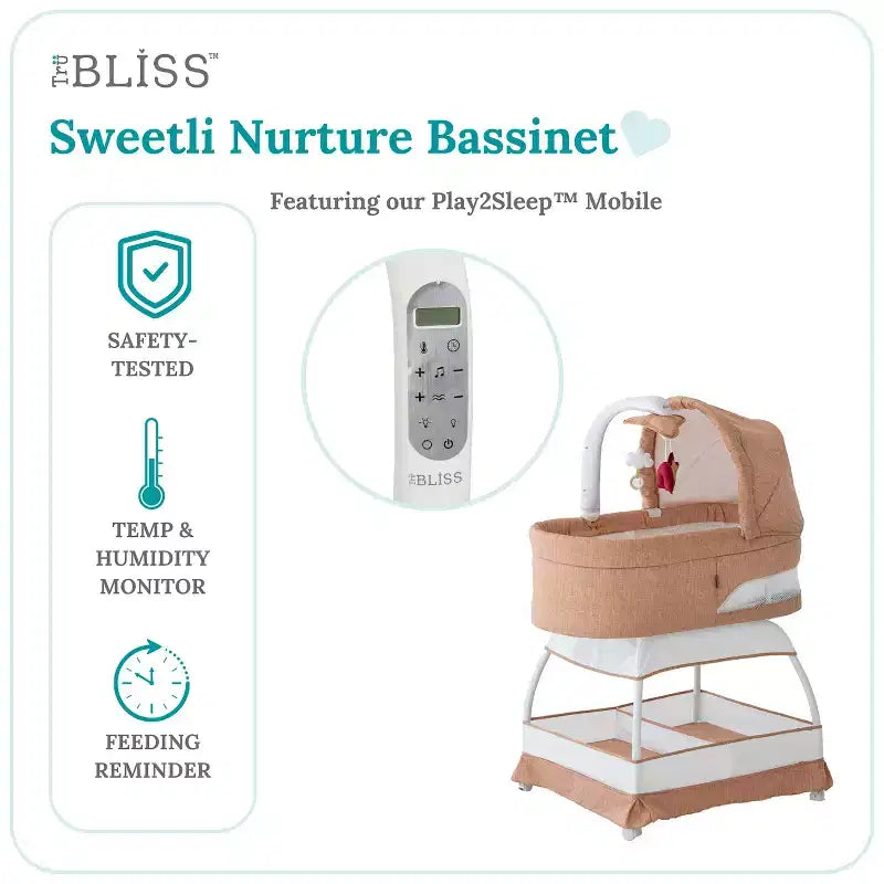 Denim Melange / Grey Melange Bassinet Bedside Sleeper, 1 Infant
