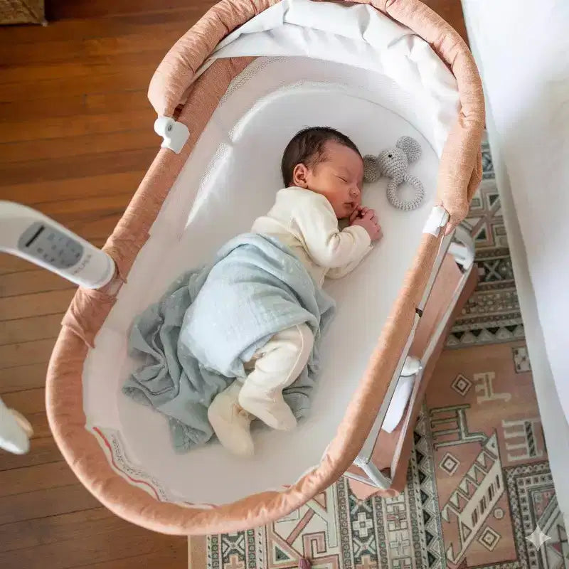 Denim Melange / Grey Melange Bassinet Bedside Sleeper, 1 Infant