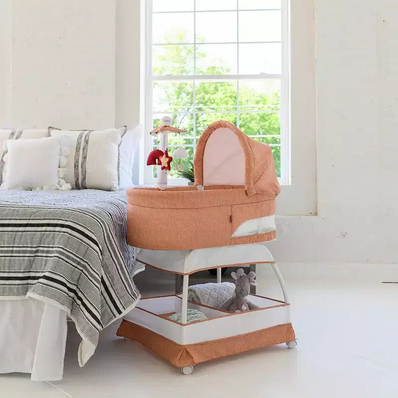 Denim Melange / Grey Melange Bassinet Bedside Sleeper, 1 Infant