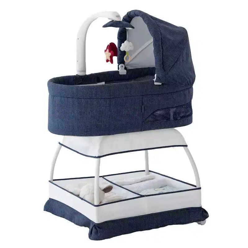 Denim Melange / Grey Melange Bassinet Bedside Sleeper, 1 Infant