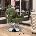 Black / Green Reclining Salon Chair with Removable Headrest, Single Seat