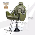 Black / Green Reclining Salon Chair with Removable Headrest, Single Seat