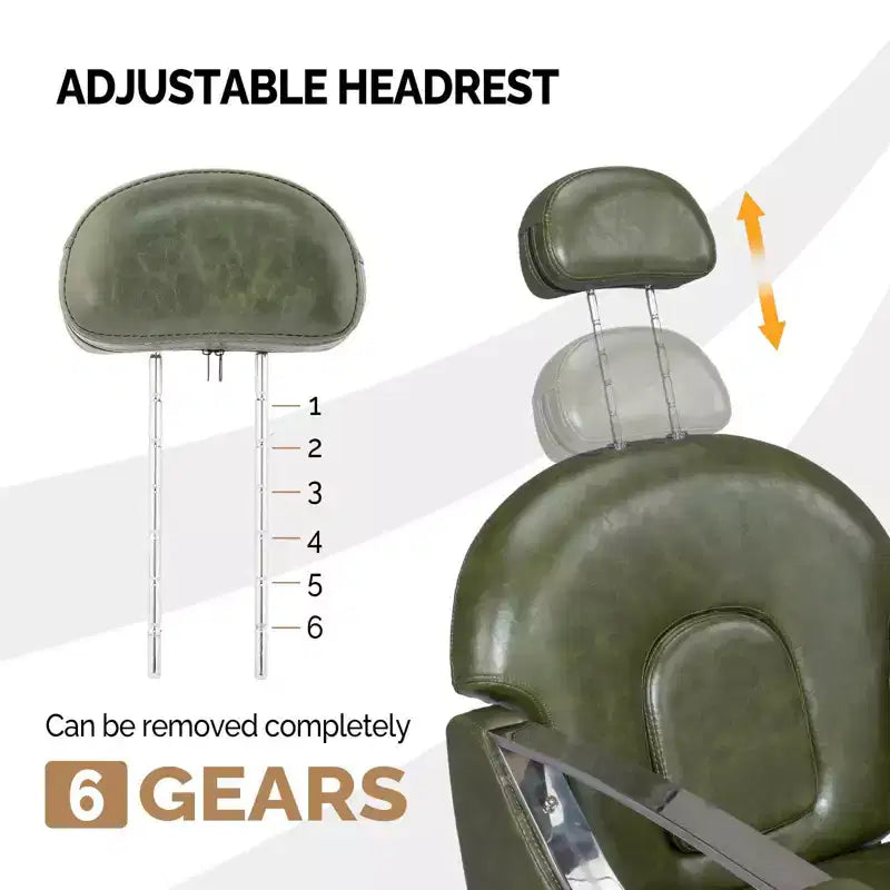 Black / Green Reclining Salon Chair with Removable Headrest, Single Seat