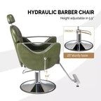 Black / Green Reclining Salon Chair with Removable Headrest, Single Seat