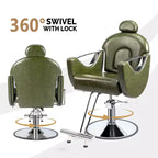 Black / Green Reclining Salon Chair with Removable Headrest, Single Seat