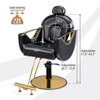 Black / Green Reclining Salon Chair with Removable Headrest, Single Seat