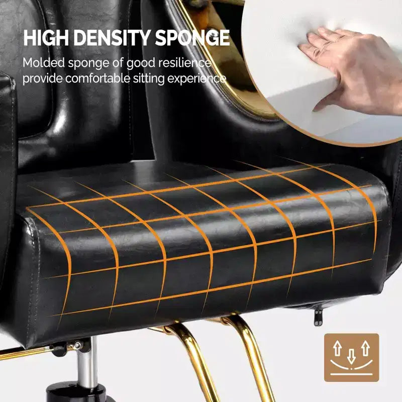 Black / Green Reclining Salon Chair with Removable Headrest, Single Seat