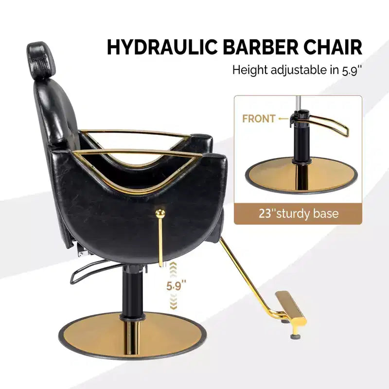 Black / Green Reclining Salon Chair with Removable Headrest, Single Seat