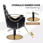 Black / Green Reclining Salon Chair with Removable Headrest, Single Seat