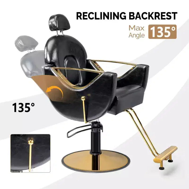 Black / Green Reclining Salon Chair with Removable Headrest, Single Seat