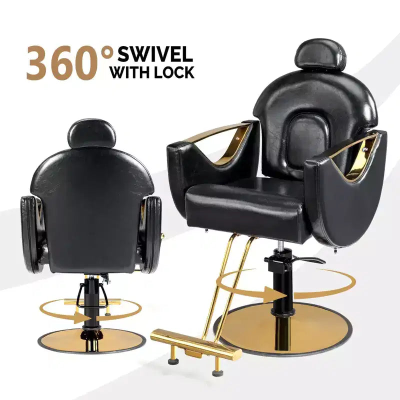Black / Green Reclining Salon Chair with Removable Headrest, Single Seat