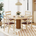 White & Brown Armless Dining Chair with PU Leather Seat, Set of 2/4