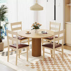 White & Brown Armless Dining Chair with PU Leather Seat, Set of 2/4
