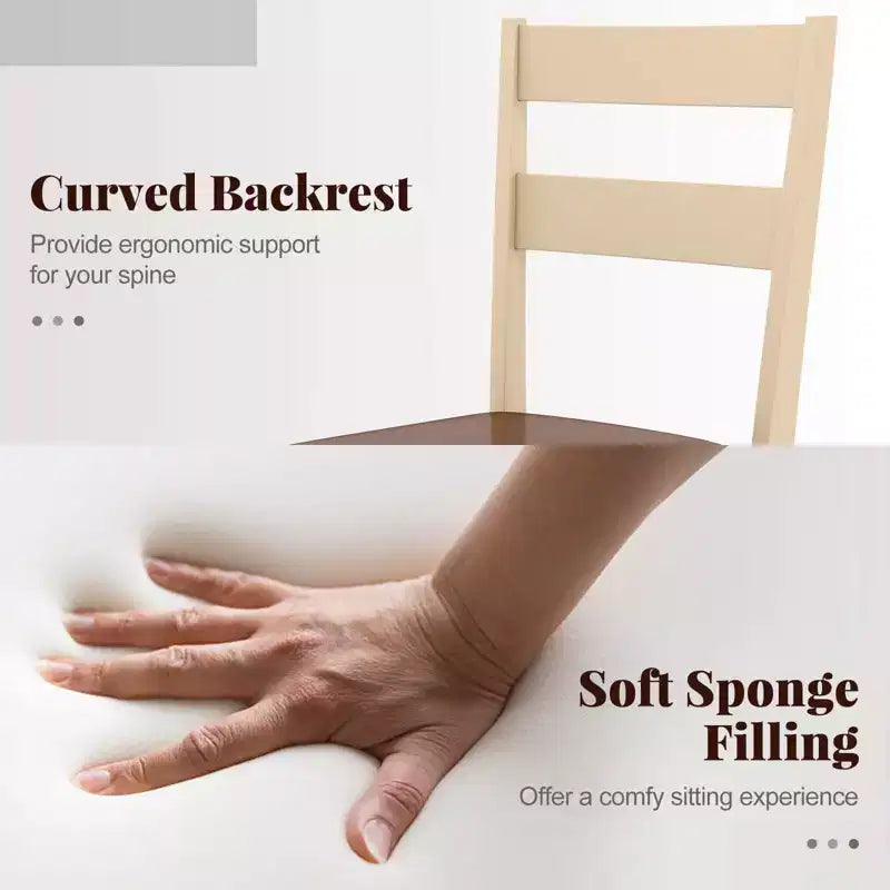 White & Brown Armless Dining Chair with PU Leather Seat, Set of 2/4