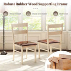 White & Brown Armless Dining Chair with PU Leather Seat, Set of 2/4