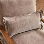 Chenille Velvet Accent Armchair with Lumbar Pillow, Single Seat – Beige / Blue / Brown / Dark Green / Gray / Mint Green / Teal / Yellow
