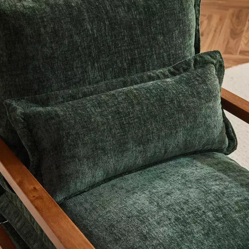 Chenille Velvet Accent Armchair with Lumbar Pillow, Single Seat – Beige / Blue / Brown / Dark Green / Gray / Mint Green / Teal / Yellow