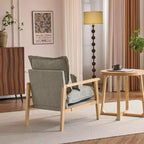 Chenille Velvet Accent Armchair with Lumbar Pillow, Single Seat – Beige / Blue / Brown / Dark Green / Gray / Mint Green / Teal / Yellow