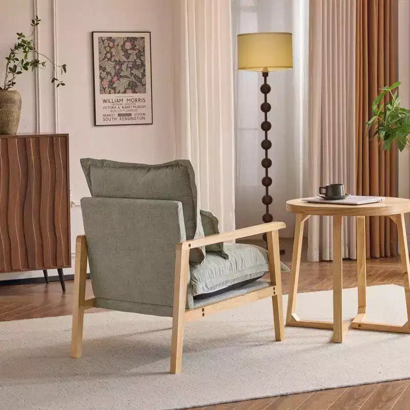 Chenille Velvet Accent Armchair with Lumbar Pillow, Single Seat – Beige / Blue / Brown / Dark Green / Gray / Mint Green / Teal / Yellow